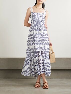 Charo Ruiz Nissy embroidered long dress in Klein  blue